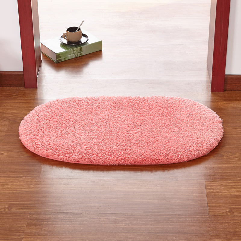 Multicolor Front Door Rug Casual Plain Carpet Faux Wool Anti-Slip Backing Handmade Rug