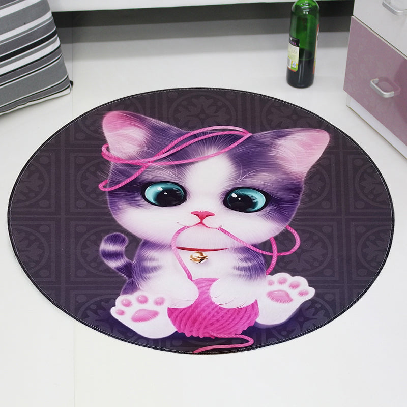 Cute Pet Patterned Rug Multi Colored Cartoon Carpet Cotton Stain Resistant Non-Slip Backing Pet Friendly Rug for Bedroom
