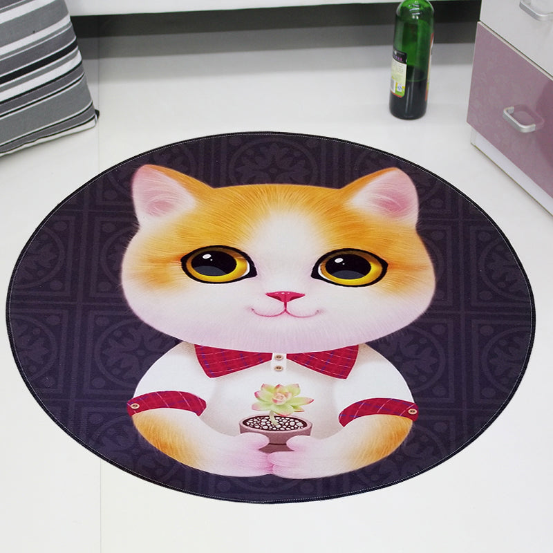 Cute Pet Patterned Rug Multi Colored Cartoon Carpet Cotton Stain Resistant Non-Slip Backing Pet Friendly Rug for Bedroom
