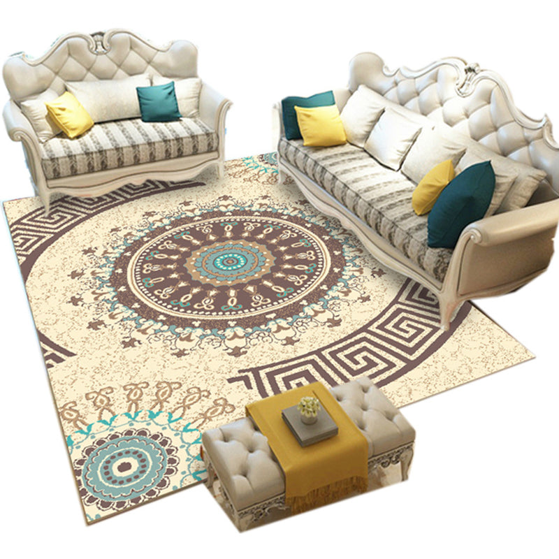 Casual Digital Print Floral Rug Multi-Color Modern Rug Polyester Stain Resistant Anti-Slip Backing Washable Carpet for Great Room