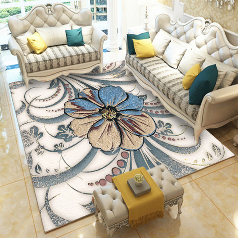 Casual Digital Print Floral Rug Multi-Color Modern Rug Polyester Stain Resistant Anti-Slip Backing Washable Carpet for Great Room
