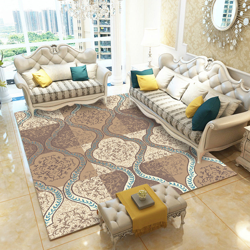 Casual Digital Print Floral Rug Multi-Color Modern Rug Polyester Stain Resistant Anti-Slip Backing Washable Carpet for Great Room