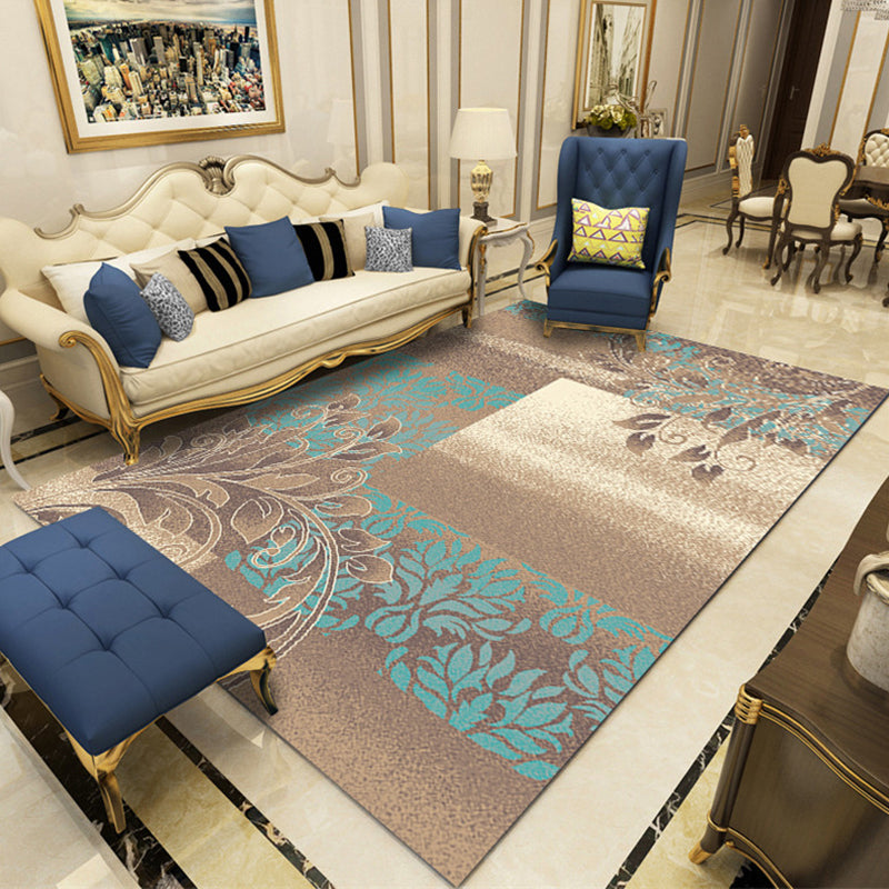 Modern Botanical Rug Multi-Color Polypropylene Area Carpet Stain Resistant Anti-Slip Pet Friendly Rug for Room