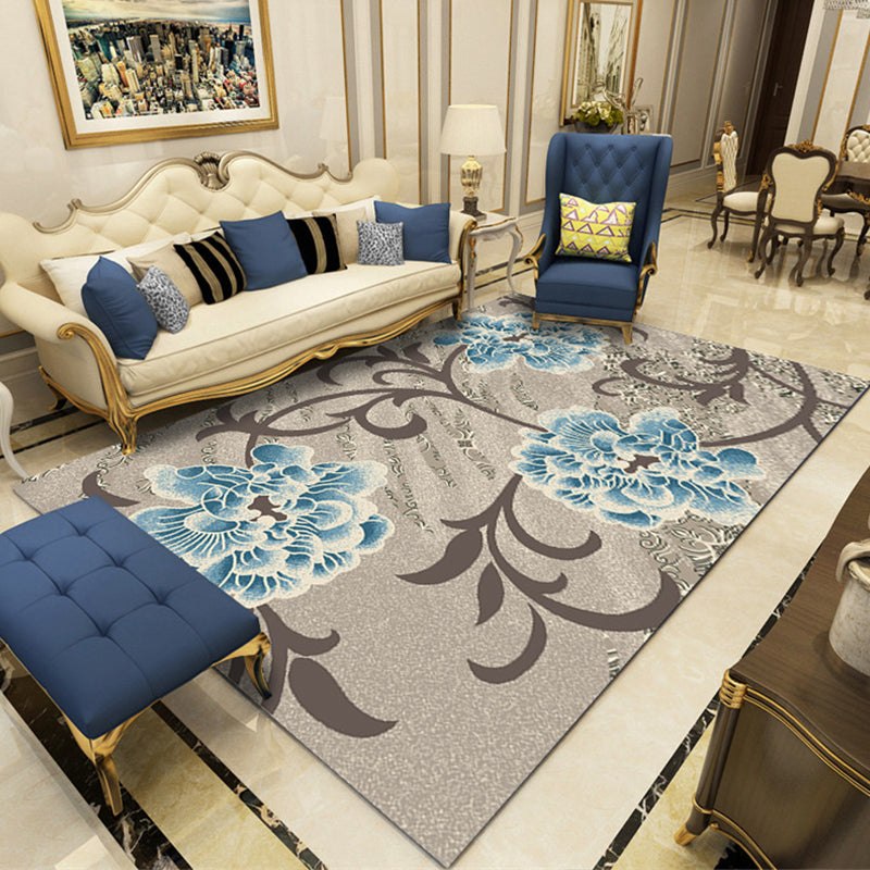 Modern Botanical Rug Multi-Color Polypropylene Area Carpet Stain Resistant Anti-Slip Pet Friendly Rug for Room