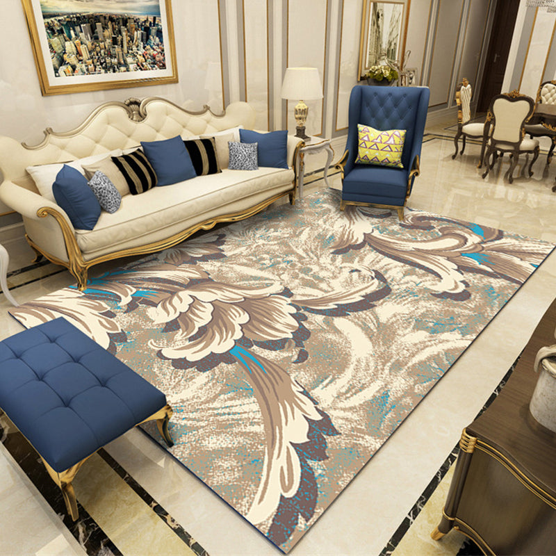 Modern Botanical Rug Multi-Color Polypropylene Area Carpet Stain Resistant Anti-Slip Pet Friendly Rug for Room