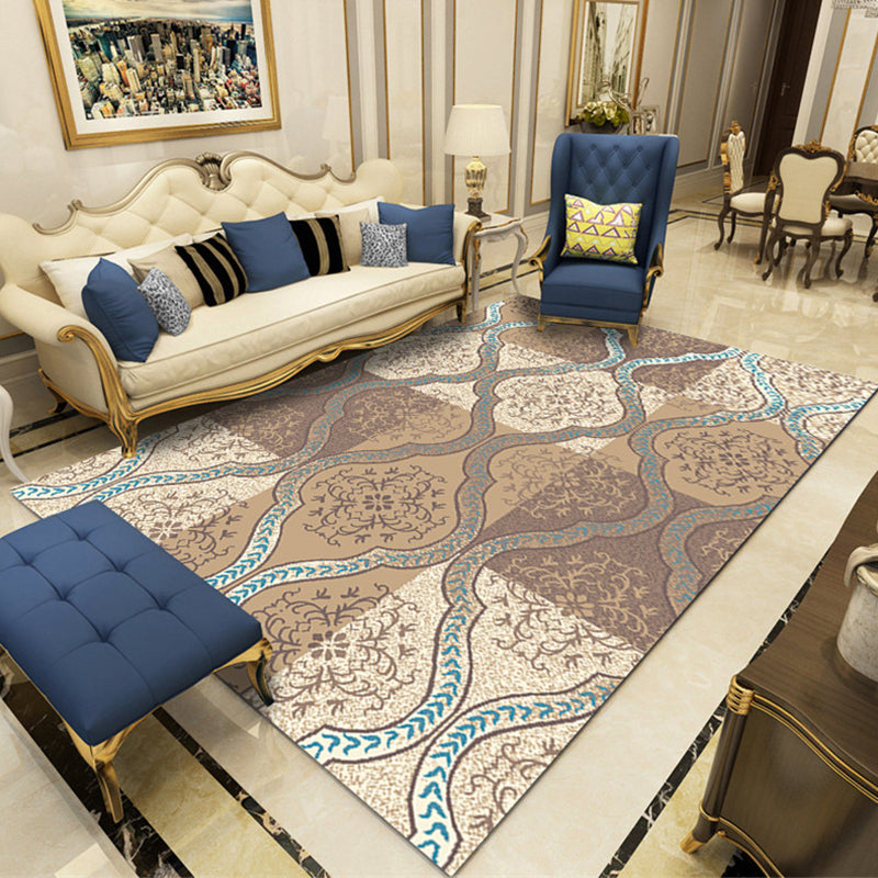 Modern Botanical Rug Multi-Color Polypropylene Area Carpet Stain Resistant Anti-Slip Pet Friendly Rug for Room