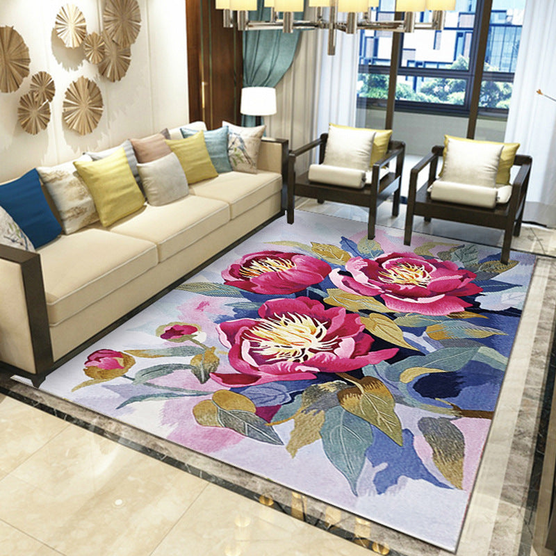 Gorgeous Multi Colored Modern Rug Polyester Flower Blossom Rug Pet Friendly Anti-Slip Stain Resistant Carpet for Home