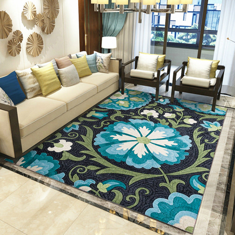Gorgeous Multi Colored Modern Rug Polyester Flower Blossom Rug Pet Friendly Anti-Slip Stain Resistant Carpet for Home