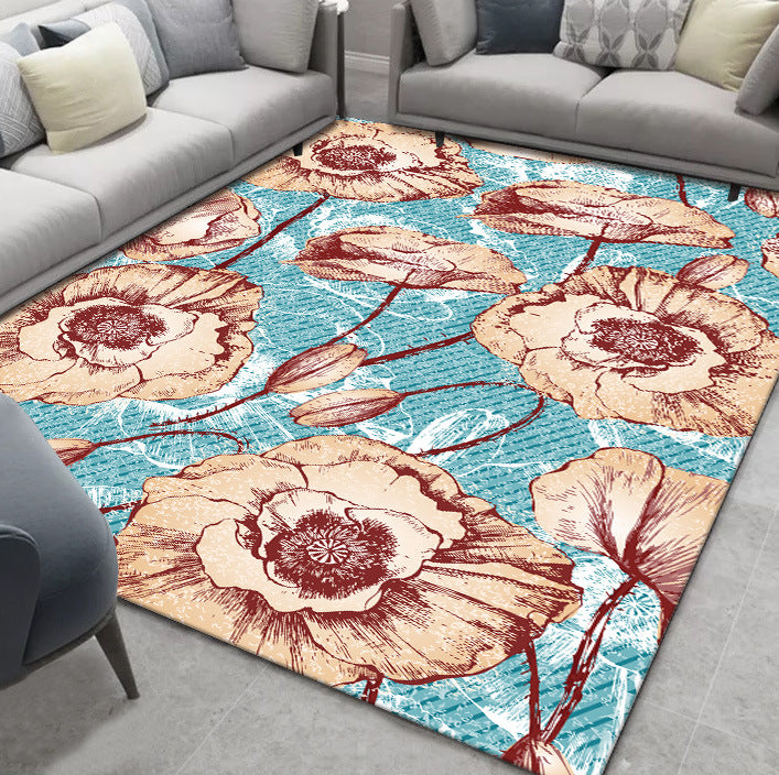 Glam Nordic Area Rug Multi-Colored Plant Carpet Stain Resistant Washable Anti-Slip Backing Rug for Sitting Room