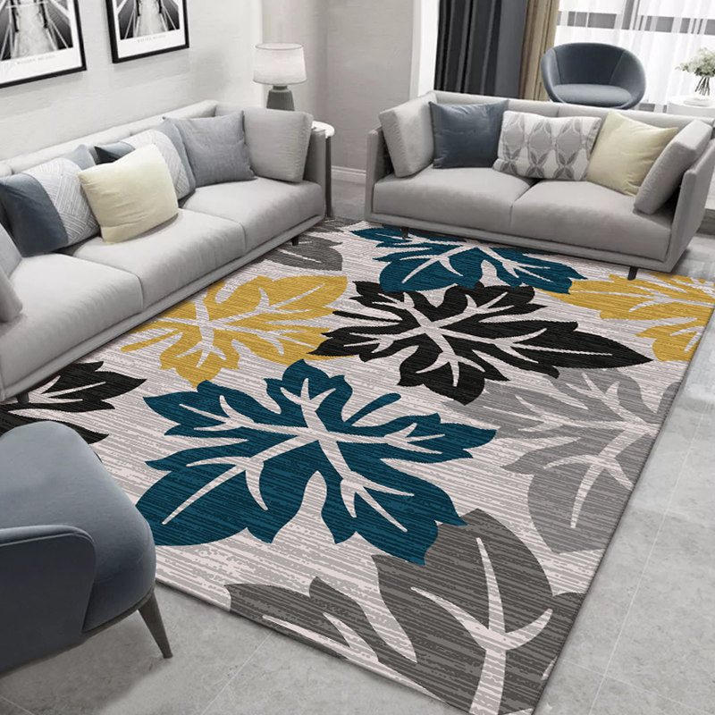 Glam Nordic Area Rug Multi-Colored Plant Carpet Stain Resistant Washable Anti-Slip Backing Rug for Sitting Room