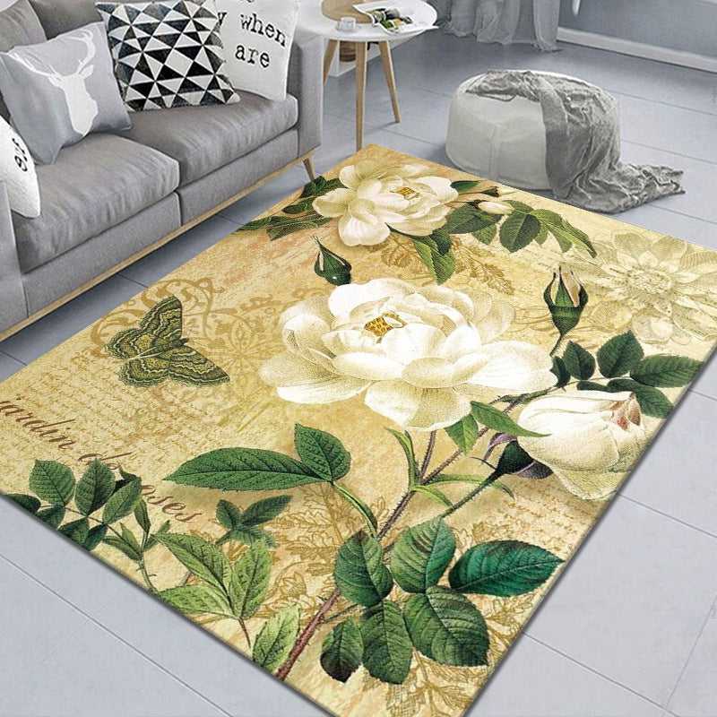Pretty 3D Flower Indoor Rug Multi Color Modern Carpet Polypropylene Washable Non-Slip Backing Stain Resistant Rug for Home