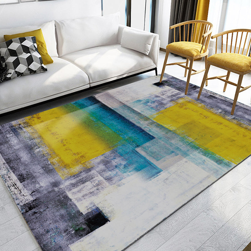 Trendy Multi-Color Nordic Rug Polypropylene Abstract Drawing Carpet Non-Slip Stain Resistant Machine Washable Rug for Living Room