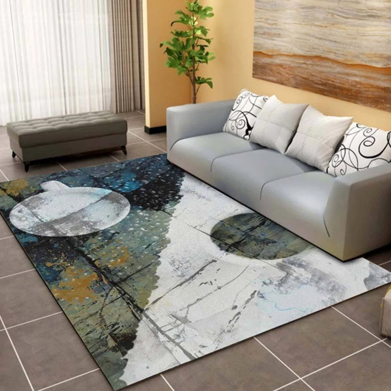 Trendy Multi-Color Nordic Rug Polypropylene Abstract Drawing Carpet Non-Slip Stain Resistant Machine Washable Rug for Living Room