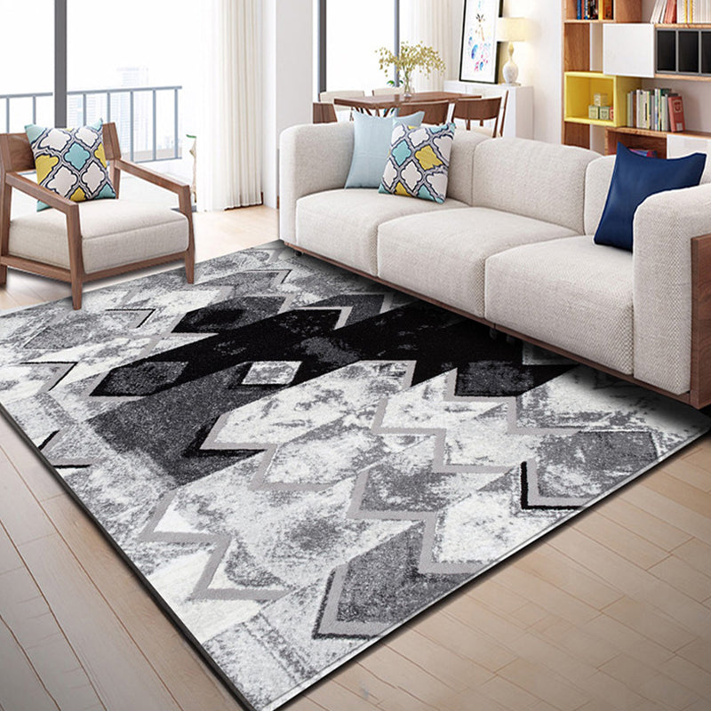 Trendy Multi-Color Nordic Rug Polypropylene Abstract Drawing Carpet Non-Slip Stain Resistant Machine Washable Rug for Living Room