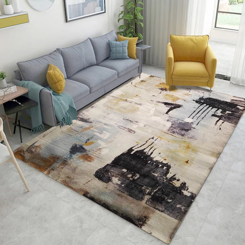 Trendy Multi-Color Nordic Rug Polypropylene Abstract Drawing Carpet Non-Slip Stain Resistant Machine Washable Rug for Living Room