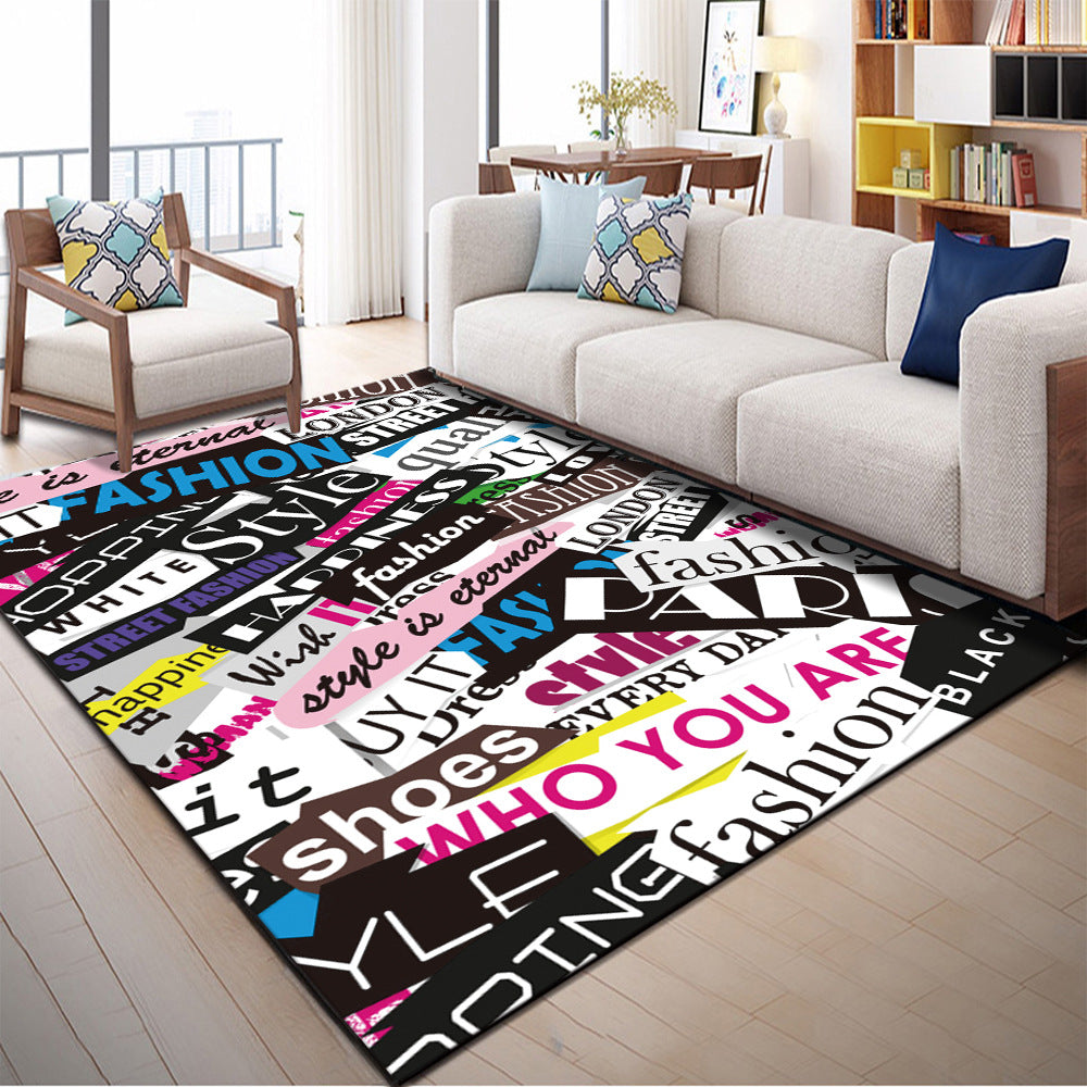 Native American Patterned Rug Multi-Colored Polyester Carpet Machine Washable Pet Friendly Non-Slip Backing Rug for Room