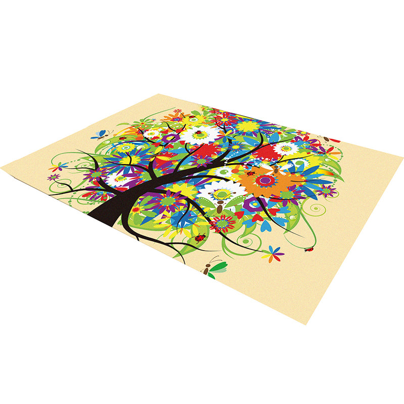 Multicolor Geometric Botanical Rug Synthetics Modern Carpet Stain Resistant Non-Slip Washable Rug for Home
