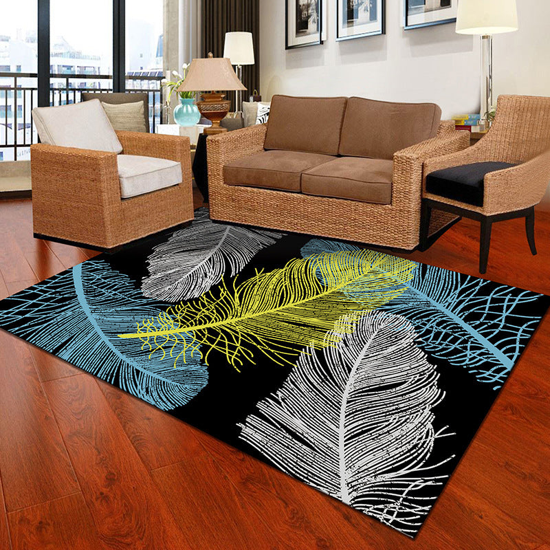Multicolor Geometric Botanical Rug Synthetics Modern Carpet Stain Resistant Non-Slip Washable Rug for Home