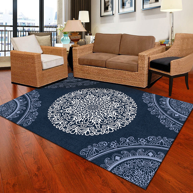 Multicolor Geometric Botanical Rug Synthetics Modern Carpet Stain Resistant Non-Slip Washable Rug for Home