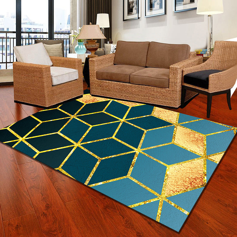 Multicolor Geometric Botanical Rug Synthetics Modern Carpet Stain Resistant Non-Slip Washable Rug for Home