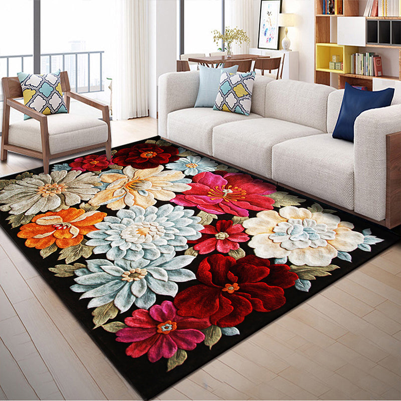 Multicolor Geometric Botanical Rug Synthetics Modern Carpet Stain Resistant Non-Slip Washable Rug for Home
