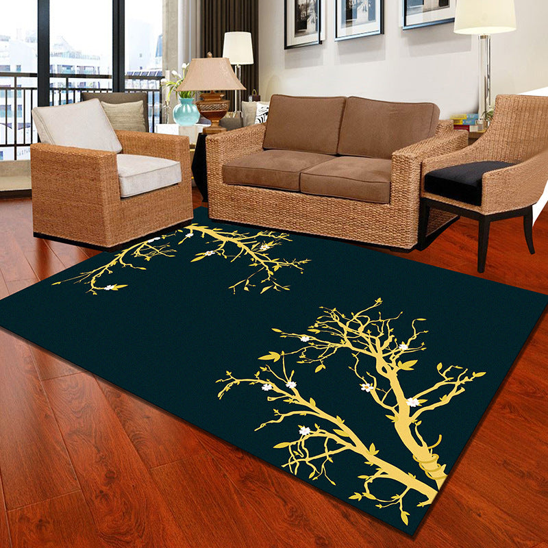 Multicolor Geometric Botanical Rug Synthetics Modern Carpet Stain Resistant Non-Slip Washable Rug for Home