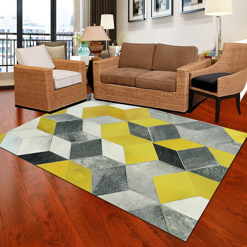 Multicolor Geometric Botanical Rug Synthetics Modern Carpet Stain Resistant Non-Slip Washable Rug for Home