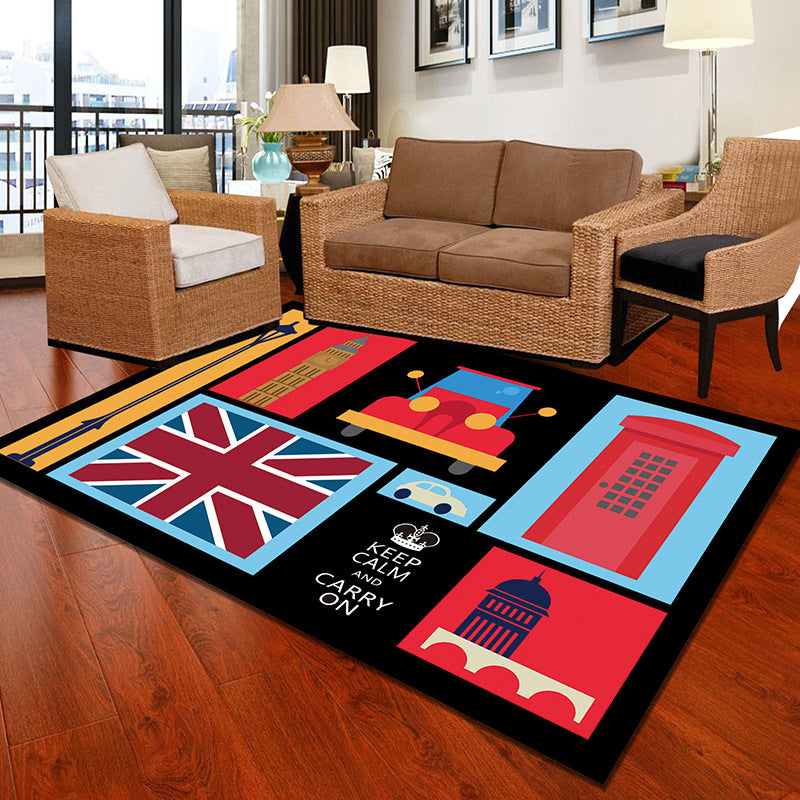 Multicolor Geometric Botanical Rug Synthetics Modern Carpet Stain Resistant Non-Slip Washable Rug for Home