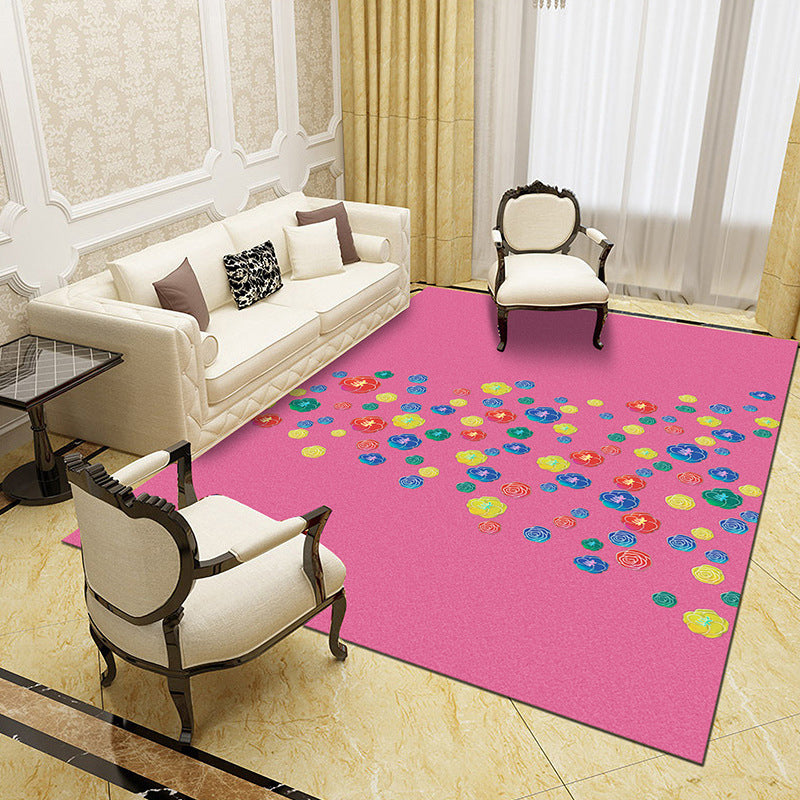 Unique Abstract Patterned Rug Multi Color Contemporary Rug Polypropylene Washable Pet Friendly Non-Slip Backing Rug for Lounge