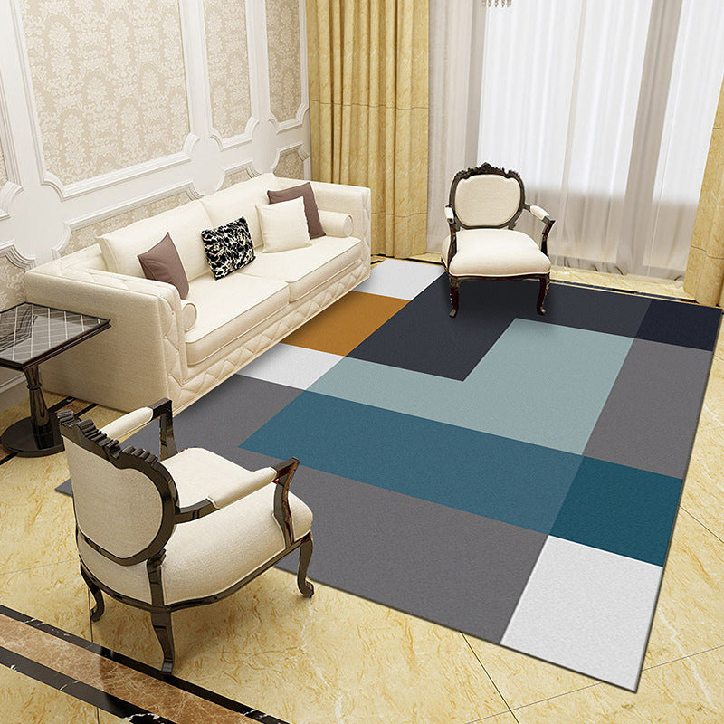 Unique Abstract Patterned Rug Multi Color Contemporary Rug Polypropylene Washable Pet Friendly Non-Slip Backing Rug for Lounge