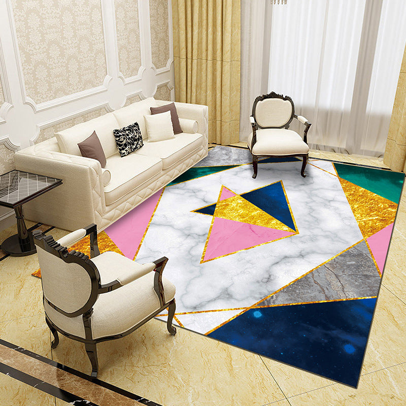 Unique Abstract Patterned Rug Multi Color Contemporary Rug Polypropylene Washable Pet Friendly Non-Slip Backing Rug for Lounge