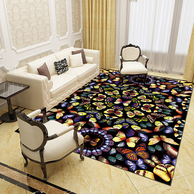 Unique Abstract Patterned Rug Multi Color Contemporary Rug Polypropylene Washable Pet Friendly Non-Slip Backing Rug for Lounge