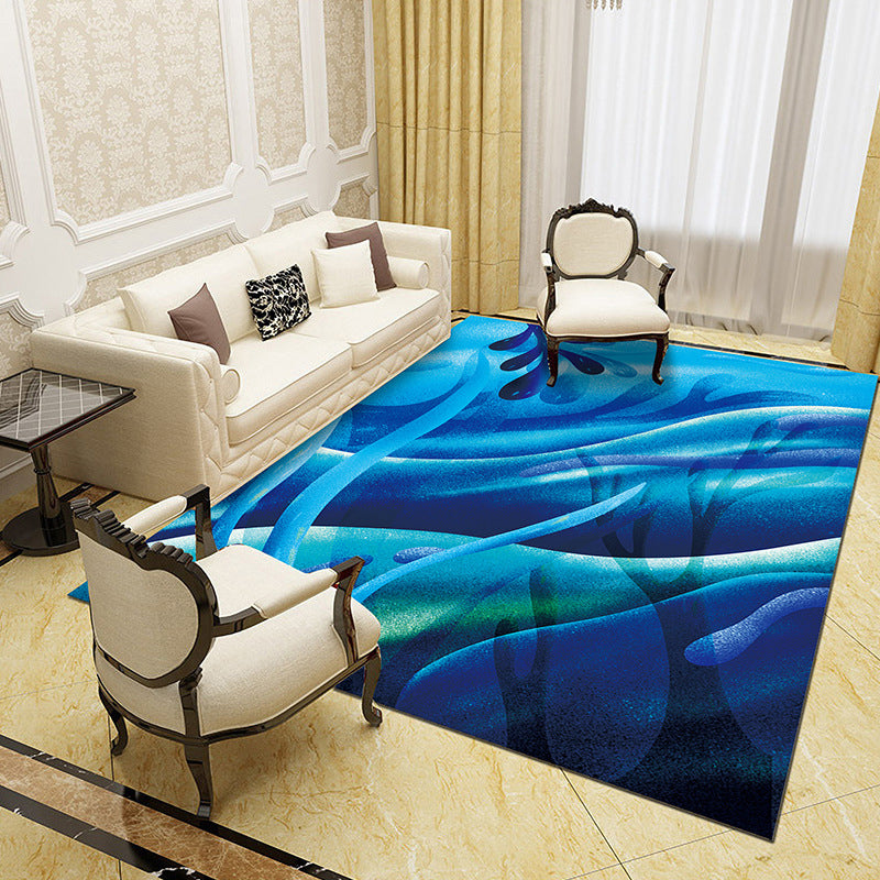 Unique Abstract Patterned Rug Multi Color Contemporary Rug Polypropylene Washable Pet Friendly Non-Slip Backing Rug for Lounge