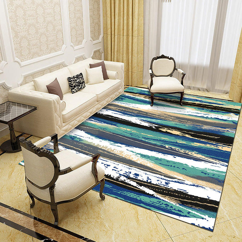 Unique Abstract Patterned Rug Multi Color Contemporary Rug Polypropylene Washable Pet Friendly Non-Slip Backing Rug for Lounge