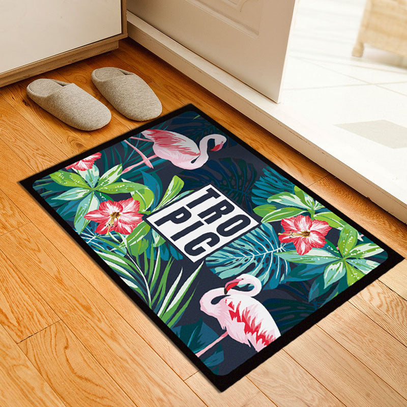 Classic Tropix Indoor Rug Multi-Color Flamingo Carpet Anti-Slip Backing Stain Resistant Machine Washable Rug for Family Room