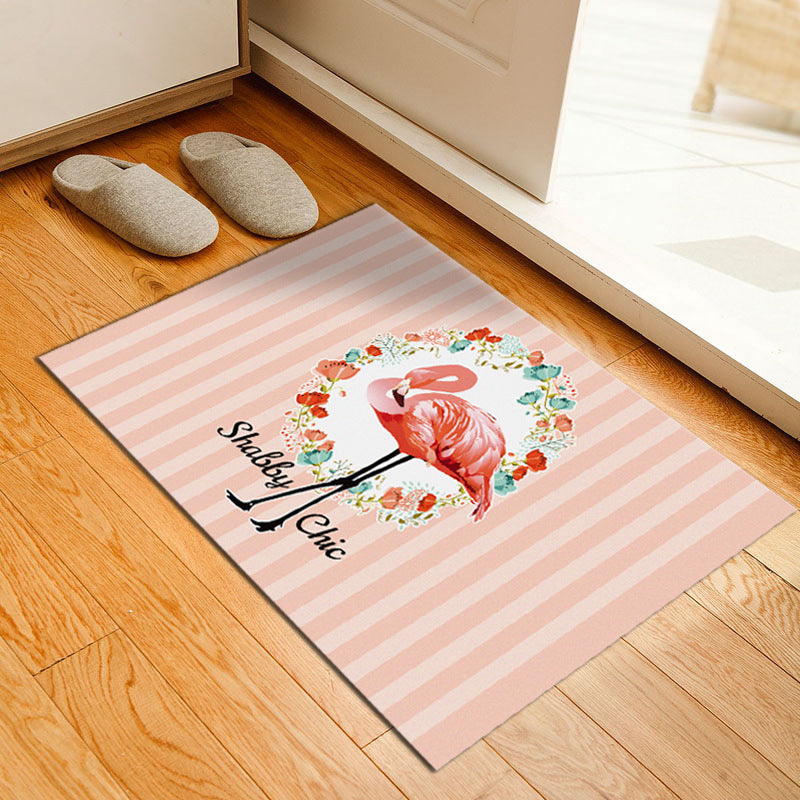 Classic Tropix Indoor Rug Multi-Color Flamingo Carpet Anti-Slip Backing Stain Resistant Machine Washable Rug for Family Room