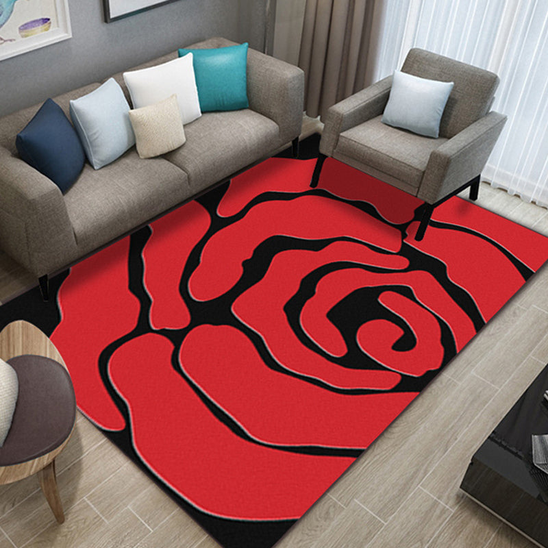Nordic Living Room Rug Multicolor Patterned Carpet Polyester Stain Resistant Washable Anti-Slip Rug