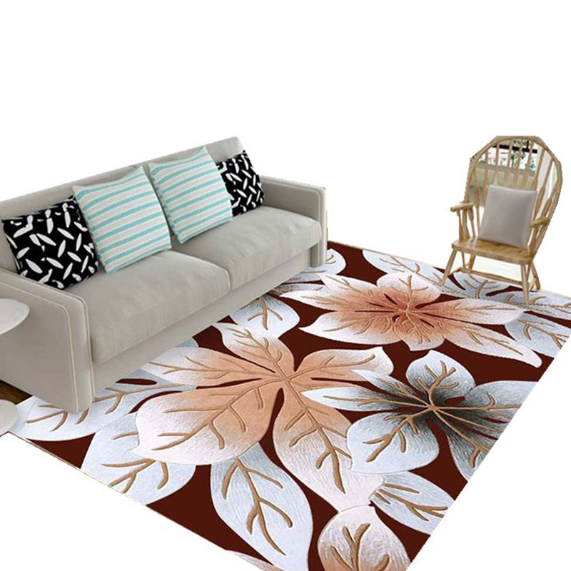 Nordic Living Room Rug Multicolor Patterned Carpet Polyester Stain Resistant Washable Anti-Slip Rug