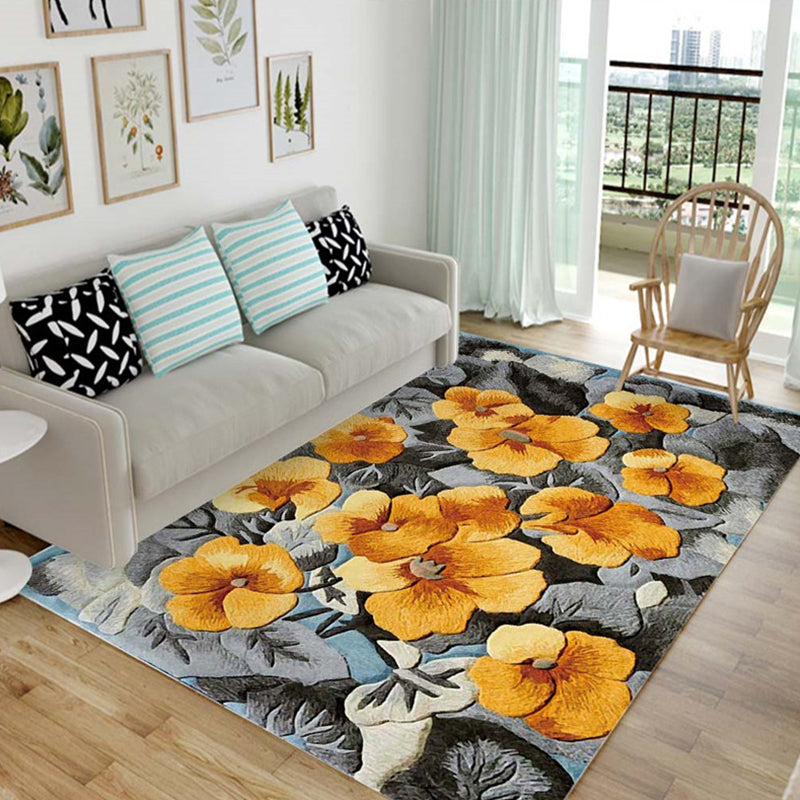 Nordic Living Room Rug Multicolor Patterned Carpet Polyester Stain Resistant Washable Anti-Slip Rug
