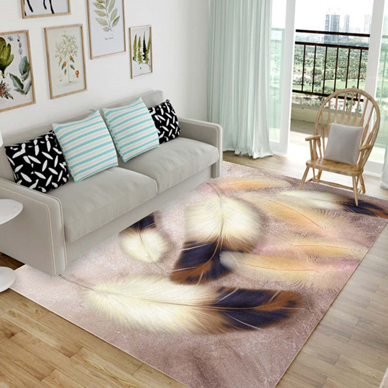 Nordic Living Room Rug Multicolor Patterned Carpet Polyester Stain Resistant Washable Anti-Slip Rug