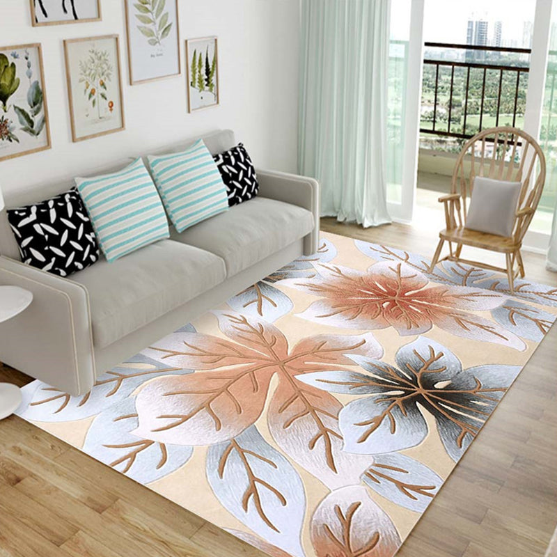 Nordic Living Room Rug Multicolor Patterned Carpet Polyester Stain Resistant Washable Anti-Slip Rug