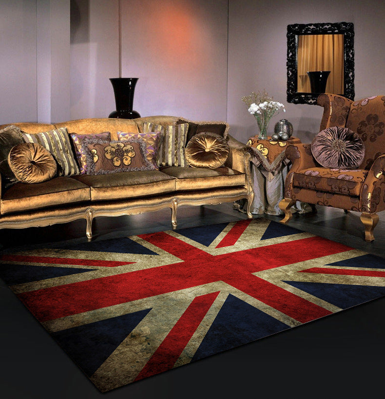 Personality Patterned Rug Multi Colored Nordic Carpet Synthetics Machine Washable Non-Slip Pet Friendly Rug for Great Room