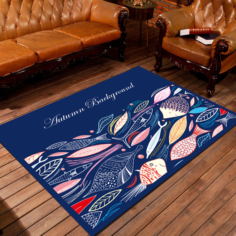 Personality Patterned Rug Multi Colored Nordic Carpet Synthetics Machine Washable Non-Slip Pet Friendly Rug for Great Room