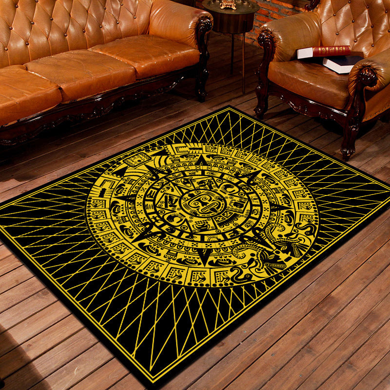 Personality Patterned Rug Multi Colored Nordic Carpet Synthetics Machine Washable Non-Slip Pet Friendly Rug for Great Room