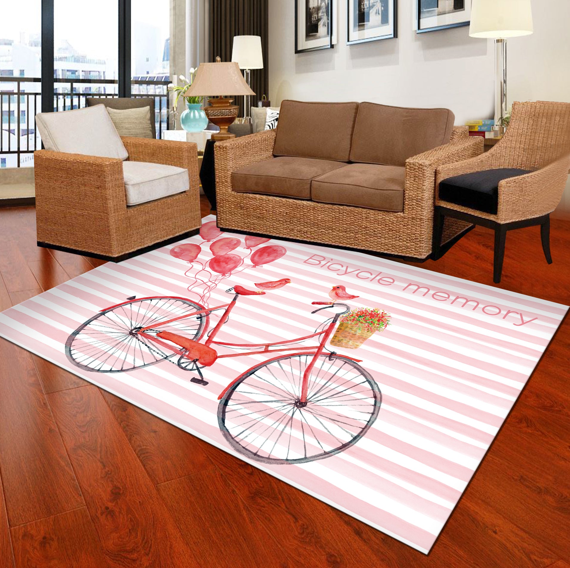 Personality Patterned Rug Multi Colored Nordic Carpet Synthetics Machine Washable Non-Slip Pet Friendly Rug for Great Room