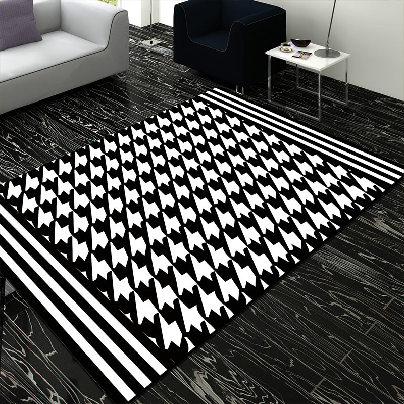 Personality Patterned Rug Multi Colored Nordic Carpet Synthetics Machine Washable Non-Slip Pet Friendly Rug for Great Room