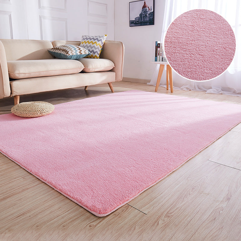 Minimalism Living Room Area Rug Multi-Colored Plain Rug Polyester Non-Slip Backing Machine Washable Stain Resistant Carpet