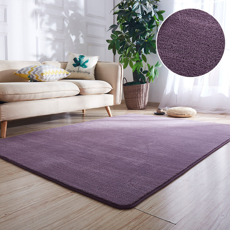 Minimalism Living Room Area Rug Multi-Colored Plain Rug Polyester Non-Slip Backing Machine Washable Stain Resistant Carpet