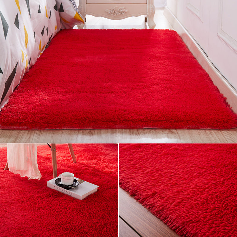 Nordic Girls Bedside Rug Multi Color Plain Rug Synthetic Wool Stain Resistant Non-Slip Machine Washable Rug
