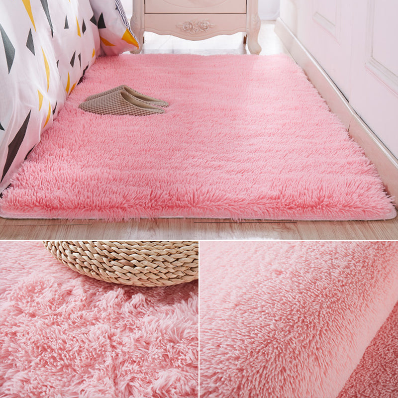Nordic Girls Bedside Rug Multi Color Plain Rug Synthetic Wool Stain Resistant Non-Slip Machine Washable Rug